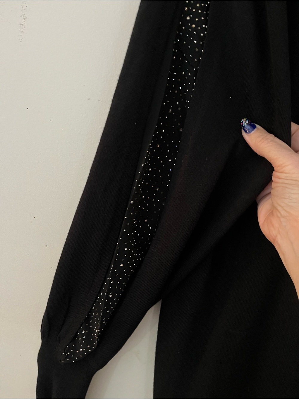 Cable & Gauge Black Crewneck Sweater with Sparkle Accents - Picture 2 of 5